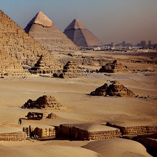 Prompt: how the great pyramids of egypt were first constructed 4 k 8 k hd real