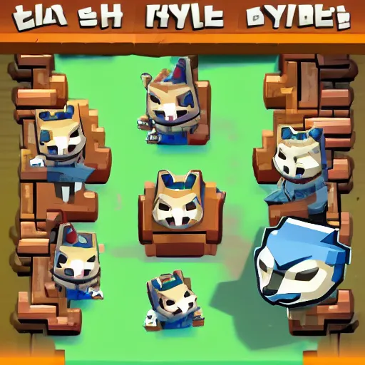 Image similar to 🦝, clash royal style characters