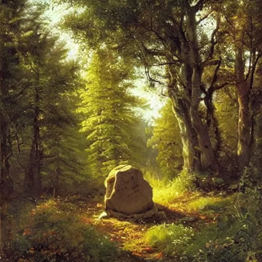 Prompt: Magic stone portal in the forest, Ivan Kramskoi