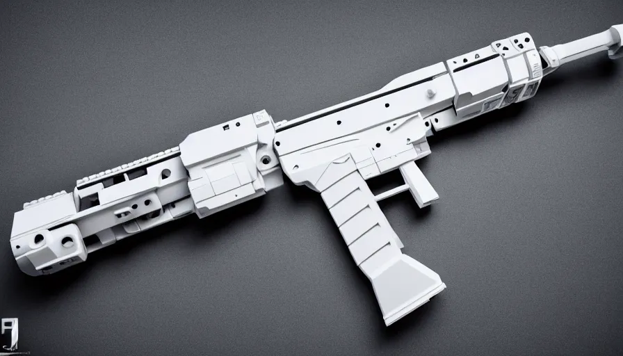 Image similar to extremely detailed ultra realistic side view photo sci fi minimalist coilgun rifle, detailed trigger, chemically propelled, electric, smooth streamline, elegant sleek smooth body, white paint, battery and wires, railgun, chemrail, gauss, smooth utopian design, ultra high quality, octane, cod, destiny, warframe, terminator