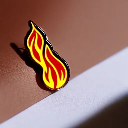 Prompt: a retro vintage minimalistic woman with fire flame enamel pin, hd, concept art