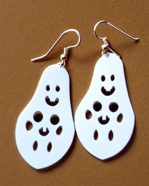 Image similar to cute funny ghost, 2 d lasercut earrings,