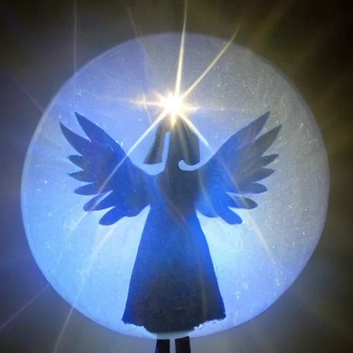 Image similar to There is an angel in the light ball, dreamy, bright, realistic