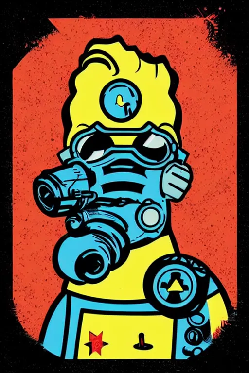 Image similar to fallout 7 6 retro futurist illustration art by butcher billy, sticker, colorful, illustration, highly detailed, simple, smooth and clean vector curves, no jagged lines, vector art, smooth andy warhol style