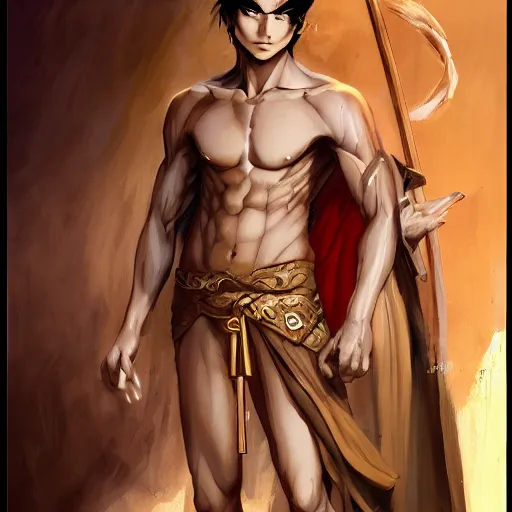 Premium AI Image  Muscular Japanese Anime Guy in Ancient Greek Style  Handsome Realistic Illustration