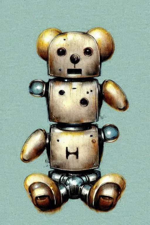 Image similar to ( ( ( ( ( 1 9 5 0 s retro science fiction cute robot teddy bear. muted colors. ) ) ) ) ) by jean - baptiste monge!!!!!!!!!!!!!!!!!!!!!!!!!!!!!!