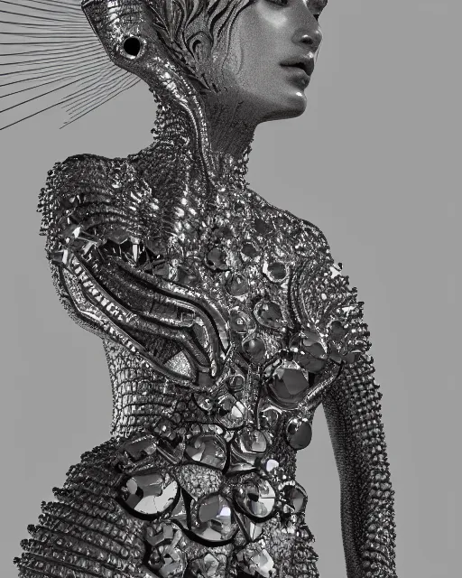 Image similar to a highly detailed metahuman 4 k close up render of an alien goddess bella hadid monument renaissance in iris van herpen dress schiaparelli in diamonds crystals swarovski and jewelry iridescent in style of alphonse mucha gustav klimt trending on artstation made in unreal engine 4