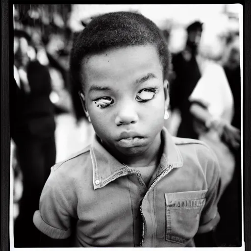 Image similar to street photo of young donald trump, black and white, by gilbert weingourt