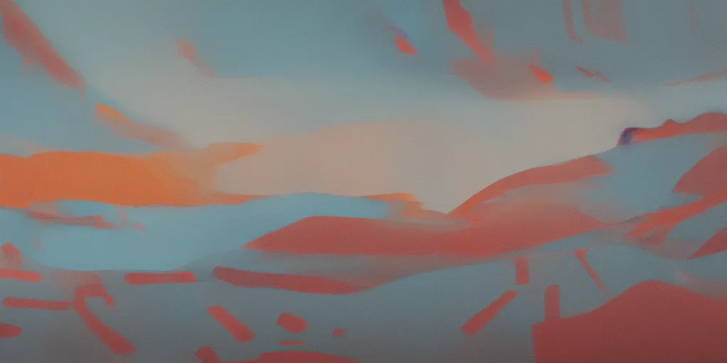 Image similar to abstract landscape painting at 12:00 by james jean and David Schnell, rendering, redshift, octane