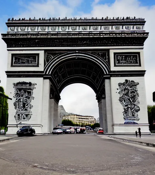 Prompt: arc de triomphe made of graffiti