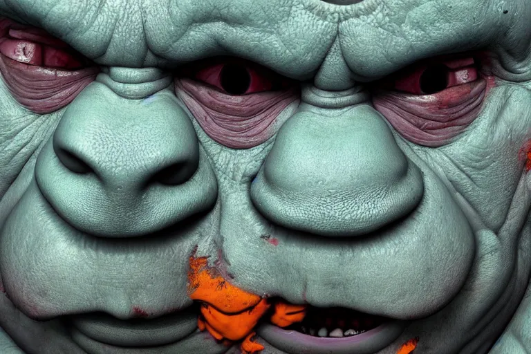 Prompt: the ugly truth, sad ogre, by James McDermott, unstirred paint, vivid color, cgsociety 4K