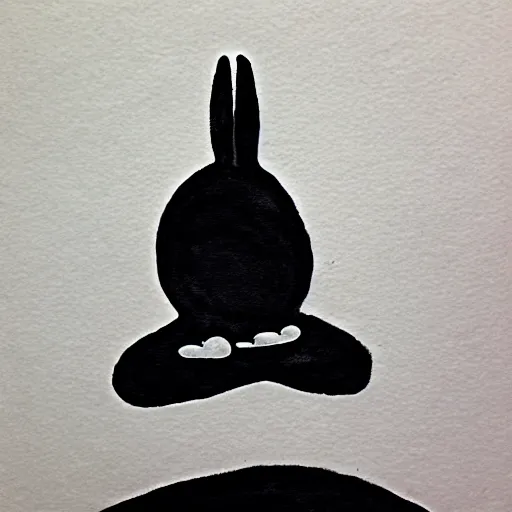 Prompt: zen, moon and rabbit, ink