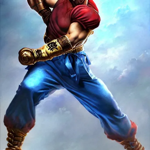 Prompt: freddy mercury as ryu street fighter, ultra realistic, concept art, intricate details, highly detailed, photorealistic, octane render, 8 k, unreal engine, art by frank frazetta, simon bisley, brom