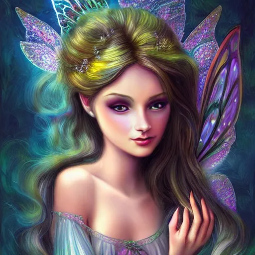 Image similar to a very beautiful fairy with a beautiful detailed face, an open book, digital painting, fantasy art