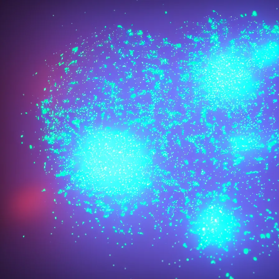 Image similar to glowing emissive particle simulation rendering, redshift, octane