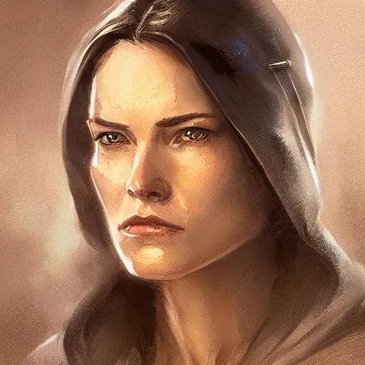 Prompt: portrait of a woman by greg rutkowski, grand jedi master jaina solo, star wars expanded universe, she is about 6 0 years old, wearing jedi robes, highly detailed portrait, digital painting, artstation, concept art, smooth, sharp foccus ilustration, artstation hq