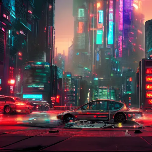 Image similar to the most cyberpunk scene of all time