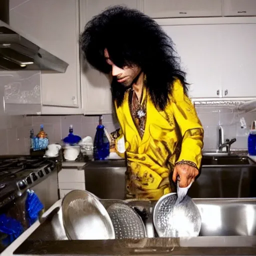 Image similar to photo of prince doing the dishes, very detailed