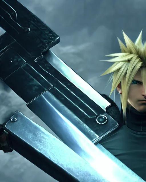 Image similar to final fantasy vii follows the story of mercenary cloud strife, who is hired by the eco - terrorist group avalanche 8 k resolution cryengine unreal engine vray trending on artstation award winning anime character design