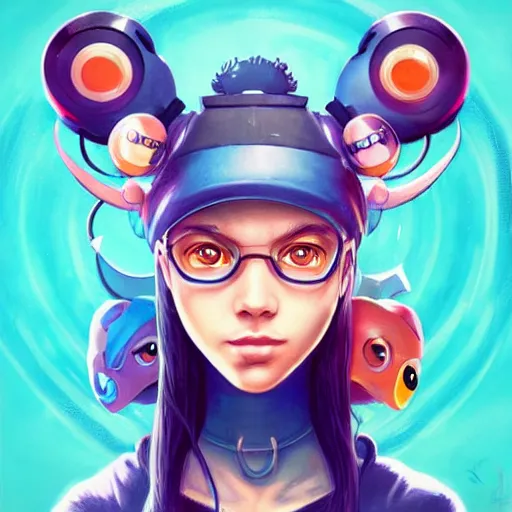 Image similar to lofi biopunk pokemon portrait, Pixar style, digital art, render, by Tristan Eaton Stanley Artgerm and Tom Bagshaw.