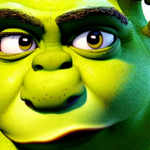 Prompt: shrek, hyper realistic, realistic, photography, high detail, 8 k, closeup