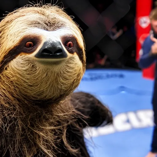 Prompt: sloth from the goonies in a ufc match