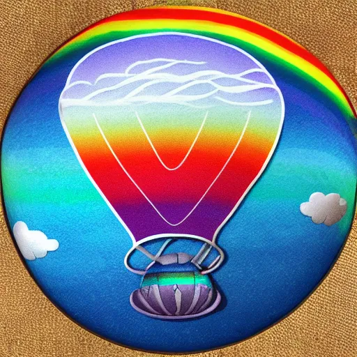 Image similar to rainbow cosmic sci fi hot air balloon ufo