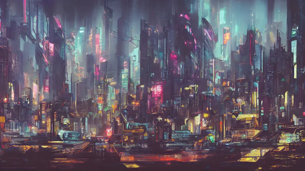 post cyberpunk cityscape