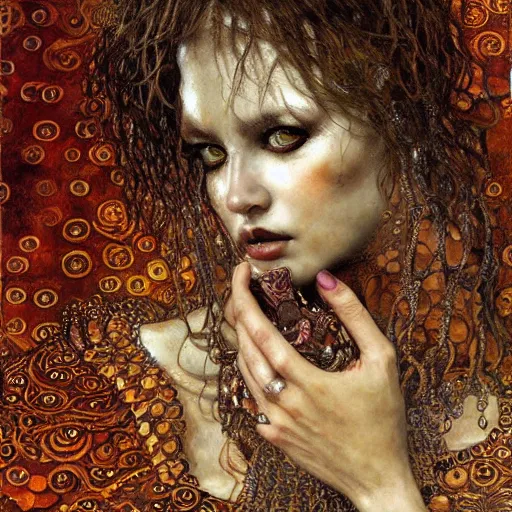 Image similar to demon, intricate detail, klimt, royo, whealan,