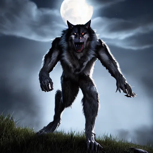 Prompt: werewolf in moonlight, highly detailed, photorealistic portrait, bright studio setting, studio lighting, crisp quality and light reflections, unreal engine 5 quality render