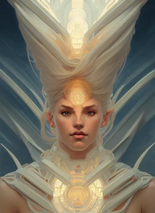 Prompt: symmetry portrait of cloud giant ( variant ), intricate, elegant, highly detailed, digital painting, artstation, concept art, smooth, sharp focus, illustration, art by artgerm and greg rutkowski and alphonse mucha, 8 k