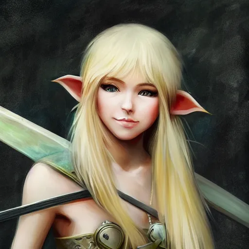 Image similar to fantasy elf archer girl blonde hair art drawn in art style of WLOP full HD 4K highest quality realistic beautiful gorgeous natural WLOP artist painting