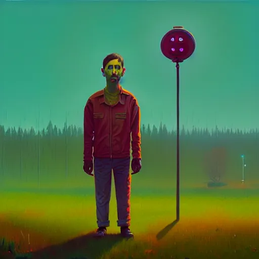 Image similar to The Harbinger, a full-body portrait by Simon Stålenhag