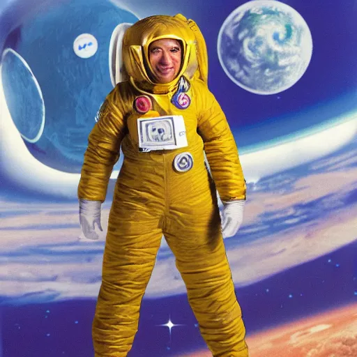 Prompt: a womble in space in a spacesuit