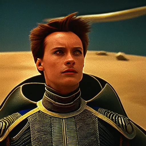 Prompt: Jodorowky's Dune movie, Paul Atreides, cinematic, cinestill 400t film