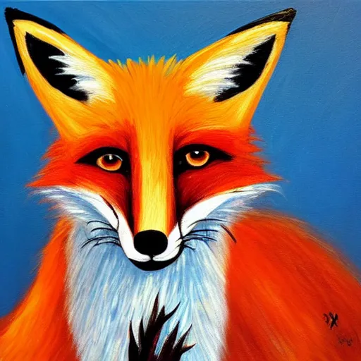 Image similar to painting of fox holding a knife with its mouth