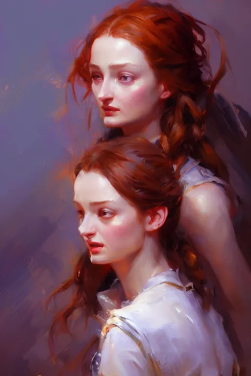 Prompt: sansa sun lights, painting by daniel gerhartz, alphonse murac, detailed art, artstation