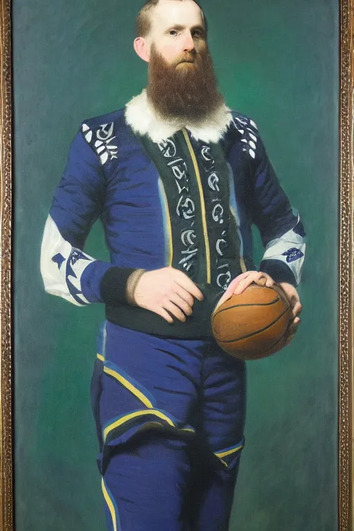 Prompt: landscape portrait of the throneroom of the minnesota timberwolves, 1 8 8 9, in full military decoration, midnight blue, aurora green, lake blue, moonlight grey, oil on canvas by william sidney mount, trending on artstation