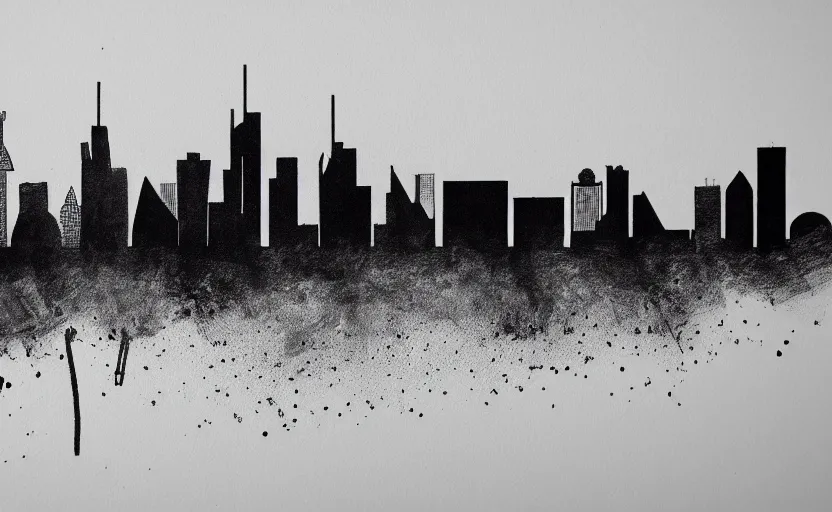 Prompt: minimalist drawing of frankfurt skyline