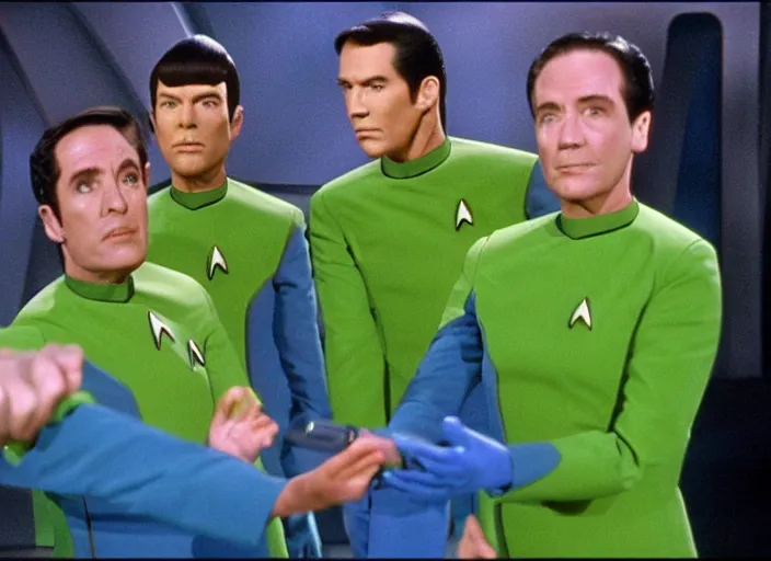 Image similar to the episode of Star Trek where everyone gets covered with nickelodeon slime hd