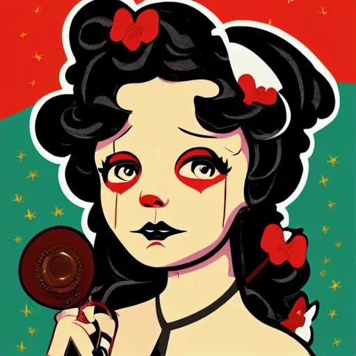 Image similar to portrait skull girl betty boop by petros afshar, tom whalen, jc leyendecker and singer sargent