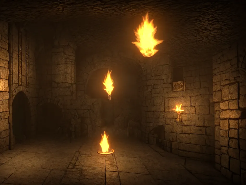 Prompt: delicious torch lit prison dungeon jail cell atmospheric unreal engine hyperreallistic render 8k character concept art masterpiece screenshot from the video game the Elder Scrolls V: Skyrim moody flame global illumination