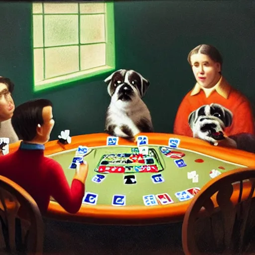 Image similar to 4 shih tzus playing poker