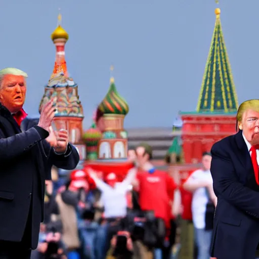 Prompt: realistic photograph of Donald Trump at red square