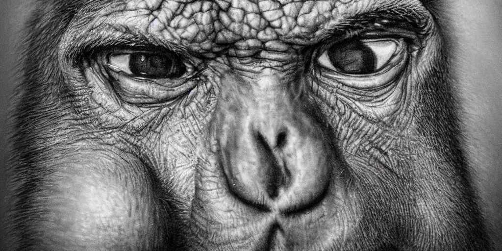 Image similar to Joe Rogan with monkey features, single subject, portrait, intricate, highly detailed, concept art, smooth, sharp focus, pencil art