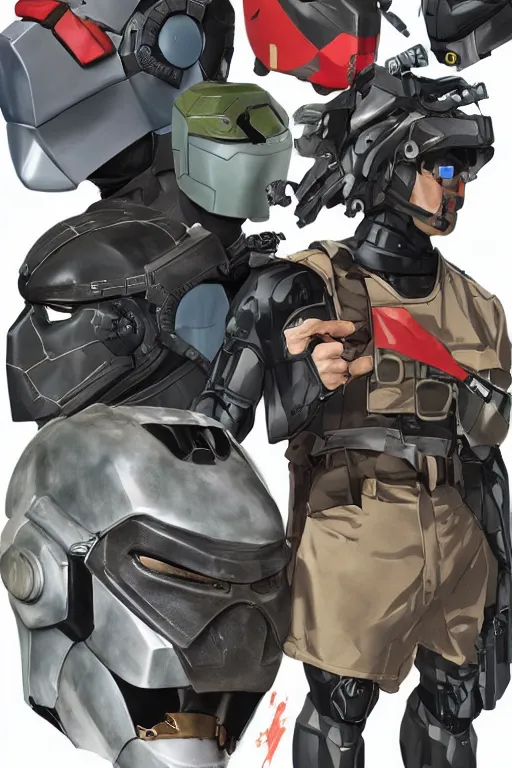 Image similar to ranger power colored mecha ninja mask helmet metal gear solid training suit swat commando snyder zack and swanland raymond and pennington bruce