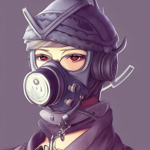 Image similar to portrait of a viking gas mask, anime fantasy illustration by tomoyuki yamasaki, kyoto studio, madhouse, ufotable, comixwave films, trending on artstation