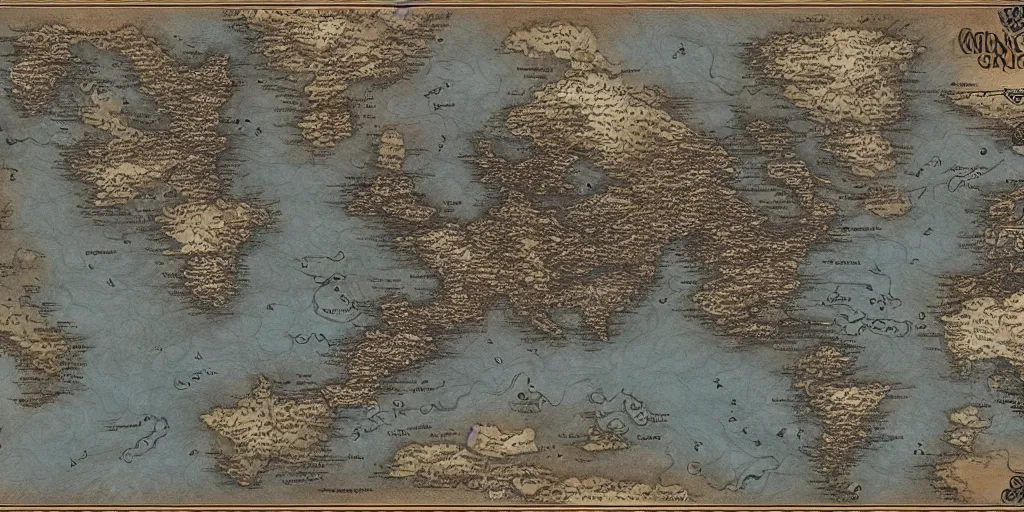 Image similar to Very complicated and detailed fantasy map, countries, NO TEXT, 4k