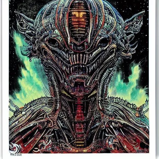 Prompt: alien space dragon by philippe druillet