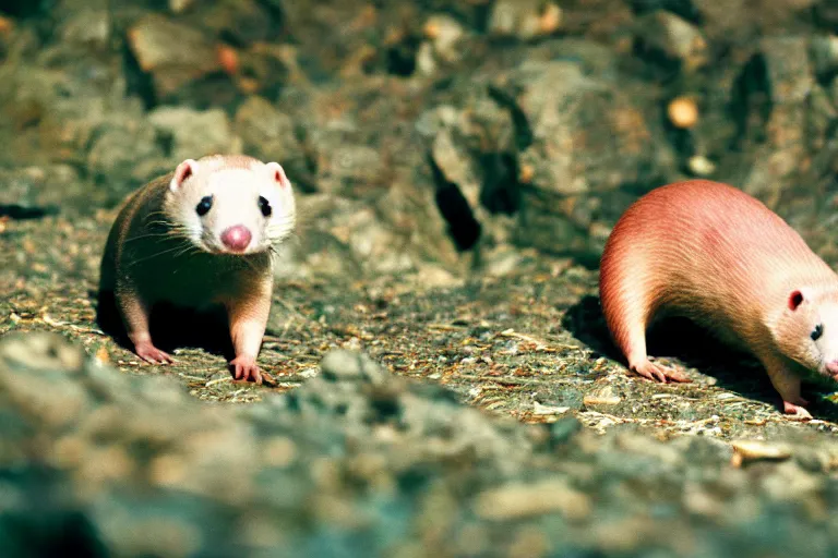 Image similar to a photo of a slowbro ferret in its natural habitat, kodak ektachrome e 1 0 0 photography